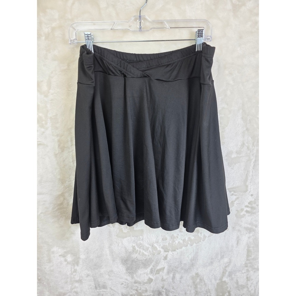 Shein Curve Womens 4XL‎ Black Skater Skirt Crossover Waist Stretch Jersey Flared